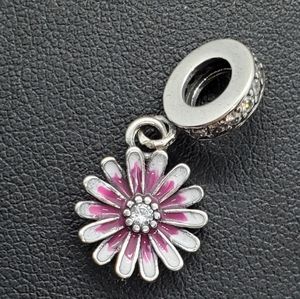 925 Silver Dangling Purple Daisy Bracelet Charm